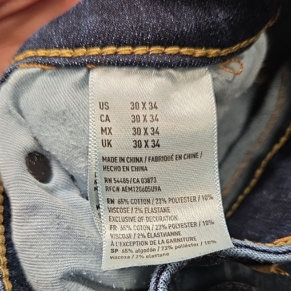 American Eagle Outfitters Men's Extreme Flex Straight Jeans - Dark Blue 30x34 - Picture 3 of 3